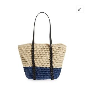 BTB LOS ANGELES  Dani Stripe Tote - Natural / Navy